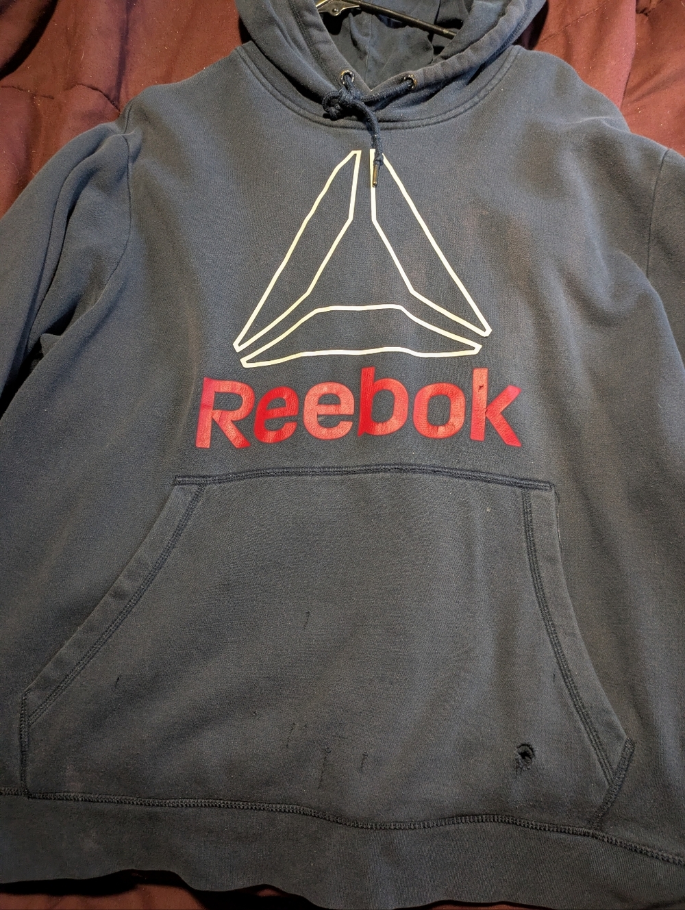 Vintage Vibe‎ Reebok Hoodie ⚡️ Distressed Streetwear 2XL